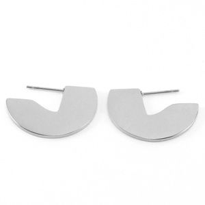 Silver Half Circle Semi Hoop Earrings